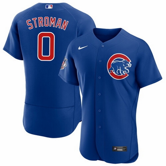 Men Chicago Cubs 0 Marcus Stroman Blue Flex Base Stitched Jerse Men Chicago Cubs 0 Marcus Stroman Blue Flex Base Stitched Jerse