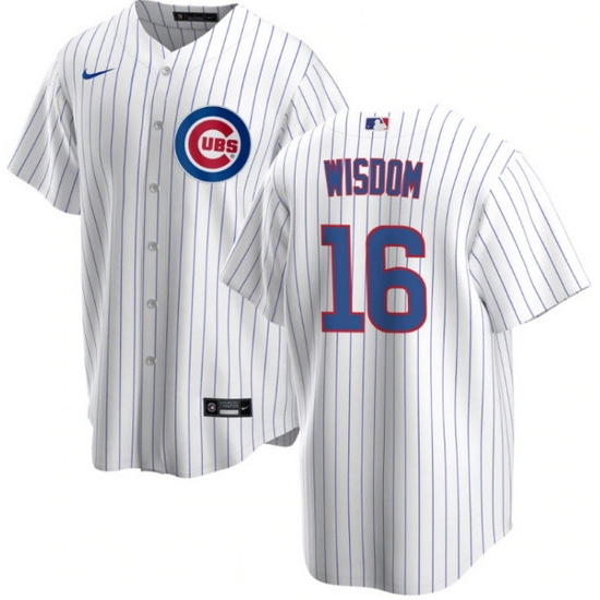 Men Chicago Cubs 16 Patrick Wisdom White Cool Base Stitched Baseball Jerse Men Chicago Cubs 16 Patrick Wisdom White Cool Base Stitched Baseball Jerse