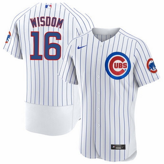 Men Chicago Cubs 16 Patrick Wisdom White Flex Base Stitched Jerse Men Chicago Cubs 16 Patrick Wisdom White Flex Base Stitched Jerse