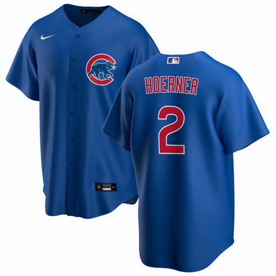 Men Chicago Cubs 2 Nico Hoerner Blue Cool Base Stitched Baseball jersey Men Chicago Cubs 2 Nico Hoerner Blue Cool Base Stitched Baseball jersey