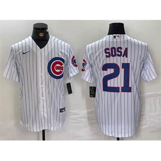 Men Chicago Cubs 21 Sammy Sosa White With Patch Cool Base Stitched Baseball Jersey Men Chicago Cubs 21 Sammy Sosa White With Patch Cool Base Stitched Baseball Jersey