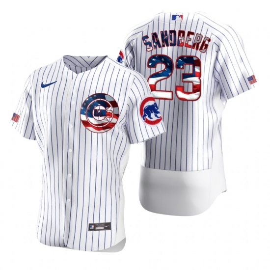 Men Chicago Cubs 23 Ryne Sandberg Men Nike White Fluttering USA Flag Limited Edition Flex Base MLB Jersey Men Chicago Cubs 23 Ryne Sandberg Men Nike White Fluttering USA Flag Limited Edition Flex Base MLB Jersey