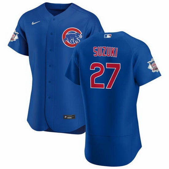Men Chicago Cubs 27 Seiya Suzuki Blue Flex Base Stitched jersey Men Chicago Cubs 27 Seiya Suzuki Blue Flex Base Stitched jersey