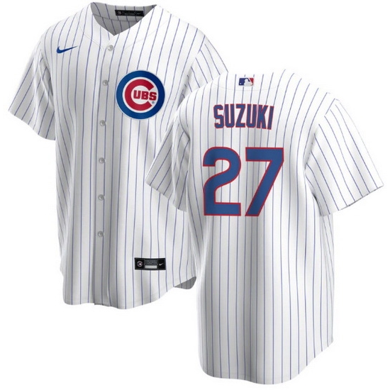 Men Chicago Cubs 27 Seiya Suzuki White Cool Base Stitched Baseball jersey Men Chicago Cubs 27 Seiya Suzuki White Cool Base Stitched Baseball jersey