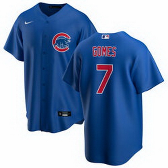 Men Chicago Cubs 7 Yan Gomes Blue Cool Base Stitched Baseball jersey Men Chicago Cubs 7 Yan Gomes Blue Cool Base Stitched Baseball jersey