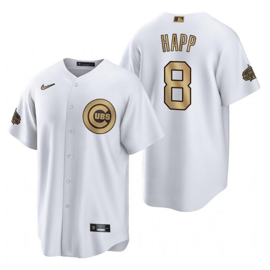 Men Chicago Cubs 8 Ian Happ 2022 All Star White Cool Base Stitched Baseball Jersey Men Chicago Cubs 8 Ian Happ 2022 All Star White Cool Base Stitched Baseball Jersey