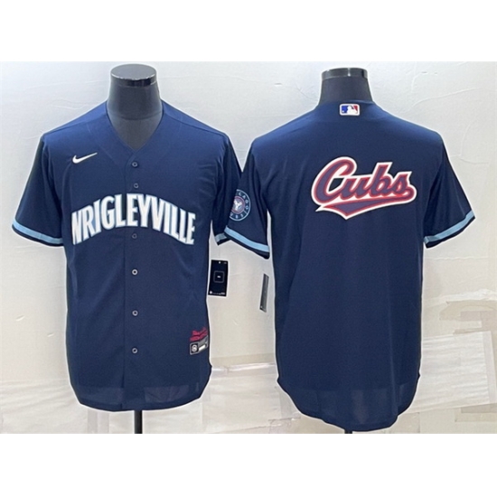 Men Chicago Cubs Navy Team Big Logo Cool Base Stitched Jersey Men Chicago Cubs Navy Team Big Logo Cool Base Stitched Jersey