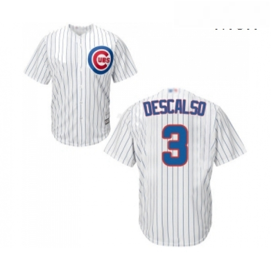Mens Chicago Cubs 3 Daniel Descalso Replica White Home Cool Base Baseball Jersey Mens Chicago Cubs 3 Daniel Descalso Replica White Home Cool Base Baseball Jersey
