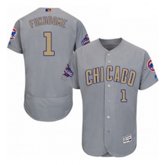Mens Majestic Chicago Cubs 1 Kosuke Fukudome Authentic Gray 2017 Gold Champion Flex Base MLB Jersey Mens Majestic Chicago Cubs 1 Kosuke Fukudome Authentic Gray 2017 Gold Champion Flex Base MLB Jersey
