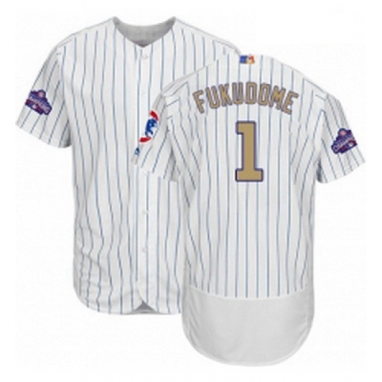 Mens Majestic Chicago Cubs 1 Kosuke Fukudome Authentic White 2017 Gold Program Flex Base MLB Jersey Mens Majestic Chicago Cubs 1 Kosuke Fukudome Authentic White 2017 Gold Program Flex Base MLB Jersey