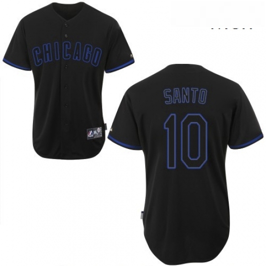 Mens Majestic Chicago Cubs 10 Ron Santo Authentic Black Fashion MLB Jersey Mens Majestic Chicago Cubs 10 Ron Santo Authentic Black Fashion MLB Jersey