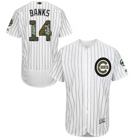 Mens Majestic Chicago Cubs 14 Ernie Banks Authentic White 2016 Memorial Day Fashion Flex Base MLB Jersey Mens Majestic Chicago Cubs 14 Ernie Banks Authentic White 2016 Memorial Day Fashion Flex Base MLB Jersey