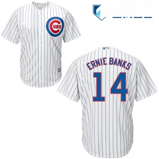 Mens Majestic Chicago Cubs 14 Ernie Banks Replica White Home Cool Base MLB Jersey Mens Majestic Chicago Cubs 14 Ernie Banks Replica White Home Cool Base MLB Jersey