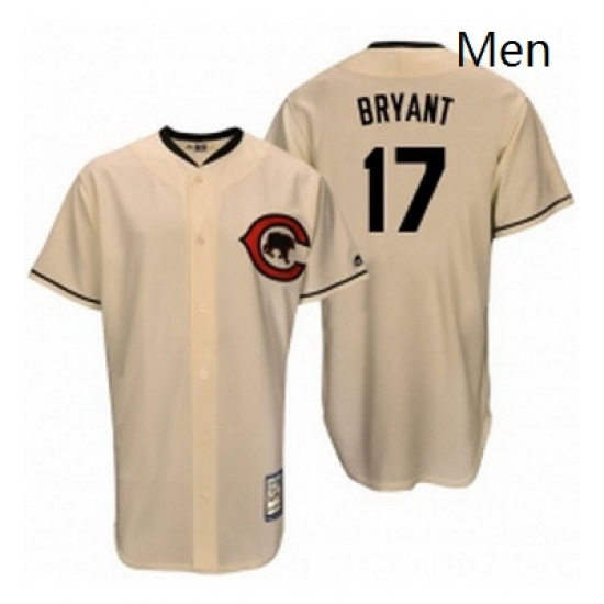 Mens Majestic Chicago Cubs 17 Kris Bryant Authentic Cream Cooperstown Throwback MLB Jersey Mens Majestic Chicago Cubs 17 Kris Bryant Authentic Cream Cooperstown Throwback MLB Jersey