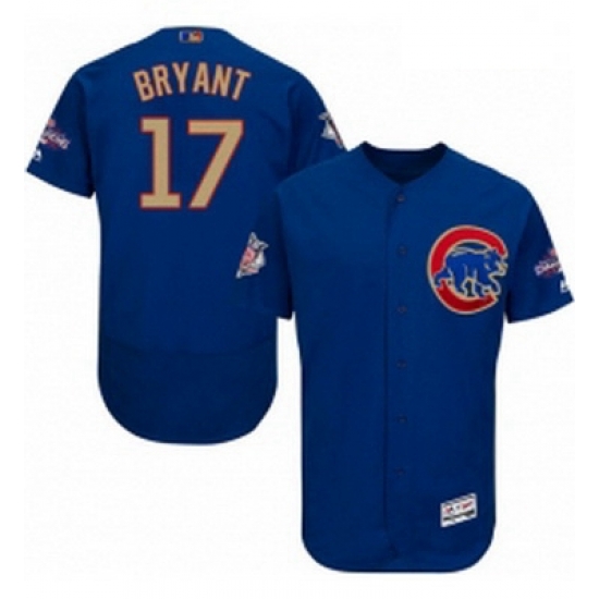 Mens Majestic Chicago Cubs 17 Kris Bryant Authentic Royal Blue 2017 Gold Champion Flex Base MLB Jersey Mens Majestic Chicago Cubs 17 Kris Bryant Authentic Royal Blue 2017 Gold Champion Flex Base MLB Jersey