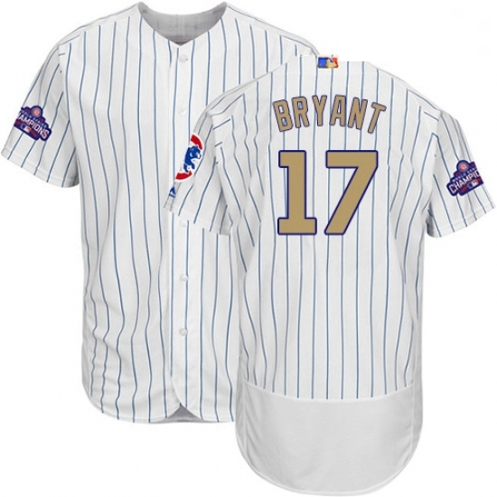 Mens Majestic Chicago Cubs 17 Kris Bryant Authentic White 2017 Gold Program Flex Base MLB Jersey Mens Majestic Chicago Cubs 17 Kris Bryant Authentic White 2017 Gold Program Flex Base MLB Jersey