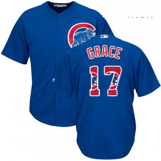 Mens Majestic Chicago Cubs 17 Mark Grace Authentic Royal Blue Team Logo Fashion Cool Base MLB Jersey Mens Majestic Chicago Cubs 17 Mark Grace Authentic Royal Blue Team Logo Fashion Cool Base MLB Jersey