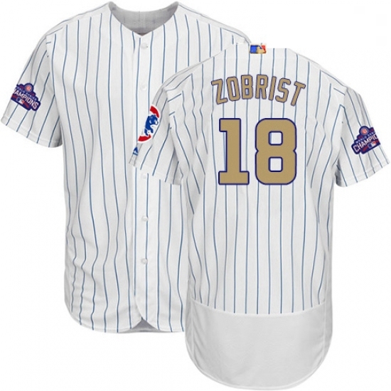 Mens Majestic Chicago Cubs 18 Ben Zobrist Authentic White 2017 Gold Program Flex Base MLB Jersey Mens Majestic Chicago Cubs 18 Ben Zobrist Authentic White 2017 Gold Program Flex Base MLB Jersey