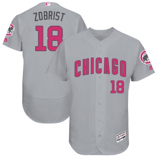 Mens Majestic Chicago Cubs 18 Ben Zobrist Grey Mothers Day Flexbase Authentic Collection MLB Jersey Mens Majestic Chicago Cubs 18 Ben Zobrist Grey Mothers Day Flexbase Authentic Collection MLB Jersey