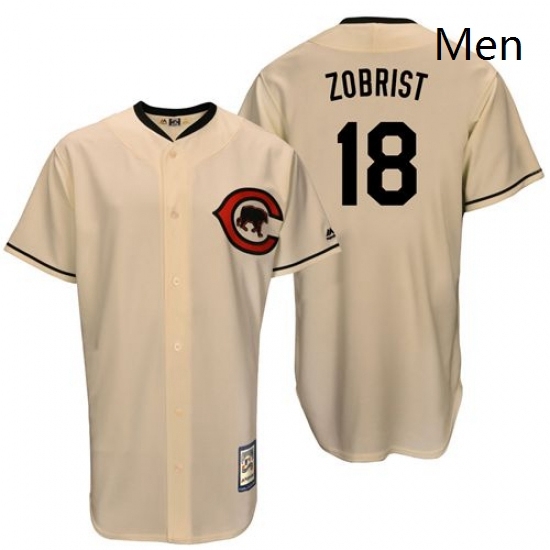Mens Majestic Chicago Cubs 18 Ben Zobrist Replica Cream Cooperstown Throwback MLB Jersey Mens Majestic Chicago Cubs 18 Ben Zobrist Replica Cream Cooperstown Throwback MLB Jersey