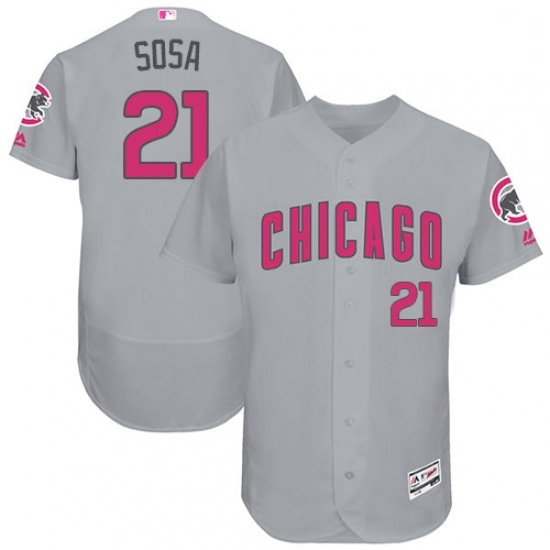 Mens Majestic Chicago Cubs 21 Sammy Sosa Grey Mothers Day Flexbase Authentic Collection MLB Jersey Mens Majestic Chicago Cubs 21 Sammy Sosa Grey Mothers Day Flexbase Authentic Collection MLB Jersey