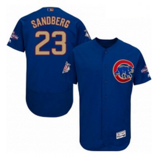 Mens Majestic Chicago Cubs 23 Ryne Sandberg Authentic Royal Blue 2017 Gold Champion Flex Base MLB Jersey Mens Majestic Chicago Cubs 23 Ryne Sandberg Authentic Royal Blue 2017 Gold Champion Flex Base MLB Jersey