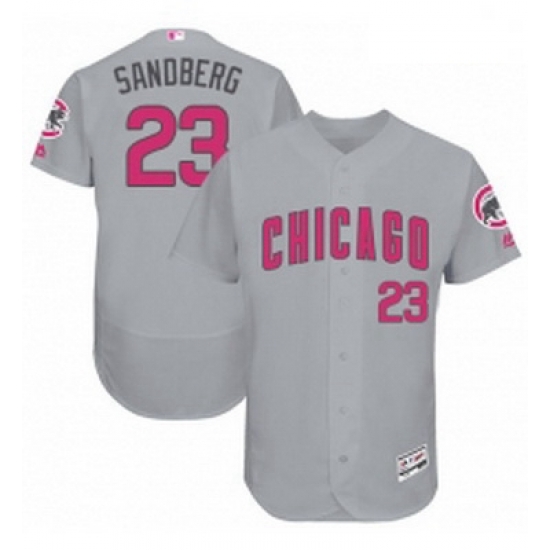 Mens Majestic Chicago Cubs 23 Ryne Sandberg Grey Mothers Day Flexbase Authentic Collection MLB Jersey Mens Majestic Chicago Cubs 23 Ryne Sandberg Grey Mothers Day Flexbase Authentic Collection MLB Jersey