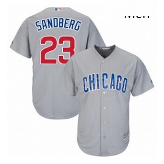 Mens Majestic Chicago Cubs 23 Ryne Sandberg Replica Grey Road Cool Base MLB Jersey Mens Majestic Chicago Cubs 23 Ryne Sandberg Replica Grey Road Cool Base MLB Jersey