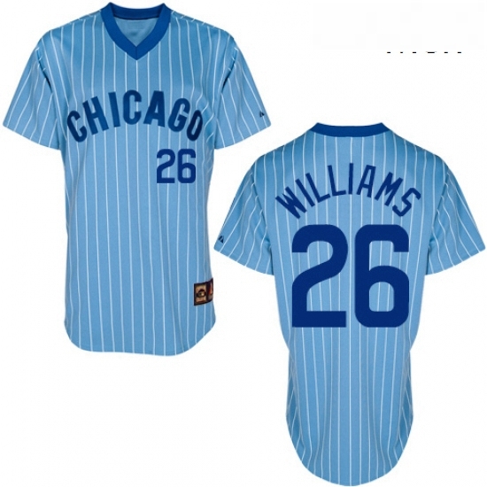 Mens Majestic Chicago Cubs 26 Billy Williams Authentic BlueWhite Strip Cooperstown Throwback MLB Jersey Mens Majestic Chicago Cubs 26 Billy Williams Authentic BlueWhite Strip Cooperstown Throwback MLB Jersey