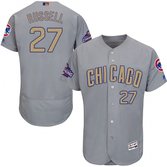 Mens Majestic Chicago Cubs 27 Addison Russell Authentic Gray 2017 Gold Champion Flex Base MLB Jersey Mens Majestic Chicago Cubs 27 Addison Russell Authentic Gray 2017 Gold Champion Flex Base MLB Jersey