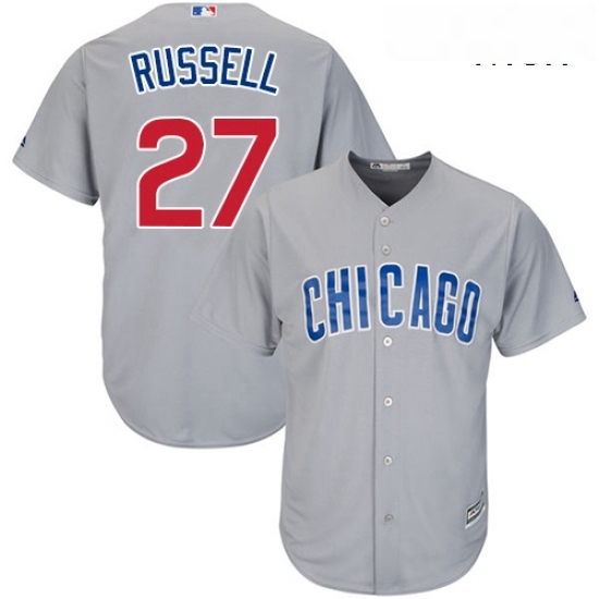 Mens Majestic Chicago Cubs 27 Addison Russell Replica Grey Road Cool Base MLB Jersey Mens Majestic Chicago Cubs 27 Addison Russell Replica Grey Road Cool Base MLB Jersey