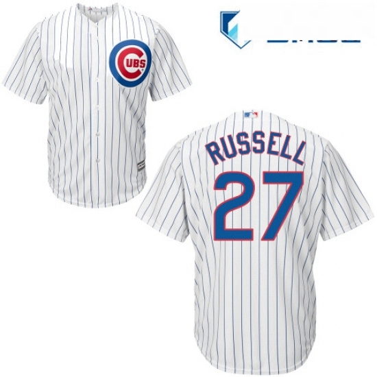 Mens Majestic Chicago Cubs 27 Addison Russell Replica White Home Cool Base MLB Jersey Mens Majestic Chicago Cubs 27 Addison Russell Replica White Home Cool Base MLB Jersey