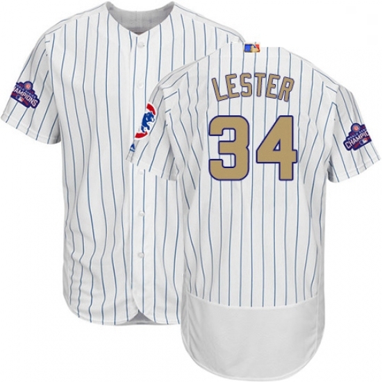 Mens Majestic Chicago Cubs 34 Jon Lester Authentic White 2017 Gold Program Flex Base MLB Jersey Mens Majestic Chicago Cubs 34 Jon Lester Authentic White 2017 Gold Program Flex Base MLB Jersey