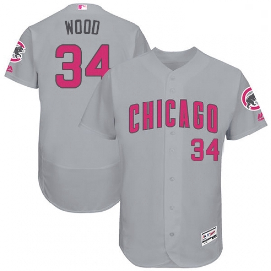 Mens Majestic Chicago Cubs 34 Kerry Wood Grey Mothers Day Flexbase Authentic Collection MLB Jersey Mens Majestic Chicago Cubs 34 Kerry Wood Grey Mothers Day Flexbase Authentic Collection MLB Jersey