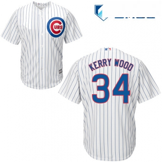 Mens Majestic Chicago Cubs 34 Kerry Wood Replica White Home Cool Base MLB Jersey Mens Majestic Chicago Cubs 34 Kerry Wood Replica White Home Cool Base MLB Jersey