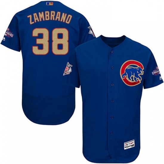 Mens Majestic Chicago Cubs 38 Carlos Zambrano Authentic Royal Blue 2017 Gold Champion Flex Base MLB Jersey Mens Majestic Chicago Cubs 38 Carlos Zambrano Authentic Royal Blue 2017 Gold Champion Flex Base MLB Jersey