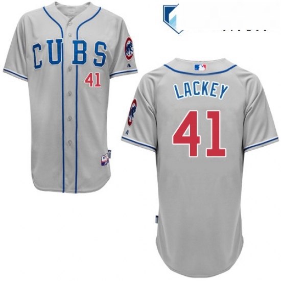 Mens Majestic Chicago Cubs 41 John Lackey Authentic Grey Alternate Road Cool Base MLB Jersey Mens Majestic Chicago Cubs 41 John Lackey Authentic Grey Alternate Road Cool Base MLB Jersey