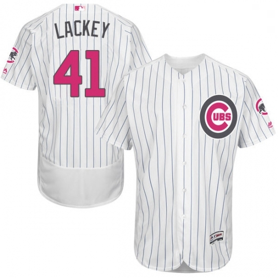 Mens Majestic Chicago Cubs 41 John Lackey Authentic White 2016 Mothers Day Fashion Flex Base MLB Jersey Mens Majestic Chicago Cubs 41 John Lackey Authentic White 2016 Mothers Day Fashion Flex Base MLB Jersey