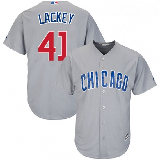 Mens Majestic Chicago Cubs 41 John Lackey Replica Grey Road Cool Base MLB Jersey Mens Majestic Chicago Cubs 41 John Lackey Replica Grey Road Cool Base MLB Jersey