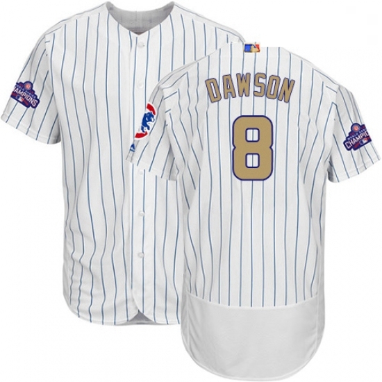 Mens Majestic Chicago Cubs 8 Andre Dawson Authentic White 2017 Gold Program Flex Base MLB Jersey Mens Majestic Chicago Cubs 8 Andre Dawson Authentic White 2017 Gold Program Flex Base MLB Jersey