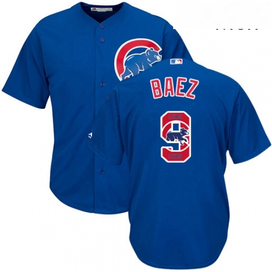 Mens Majestic Chicago Cubs 9 Javier Baez Authentic Royal Blue Team Logo Fashion Cool Base MLB Jersey Mens Majestic Chicago Cubs 9 Javier Baez Authentic Royal Blue Team Logo Fashion Cool Base MLB Jersey