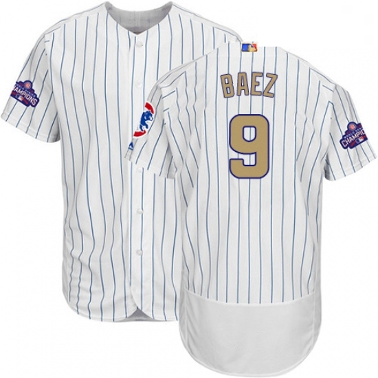 Mens Majestic Chicago Cubs 9 Javier Baez Authentic White 2017 Gold Program Flex Base MLB Jersey Mens Majestic Chicago Cubs 9 Javier Baez Authentic White 2017 Gold Program Flex Base MLB Jersey