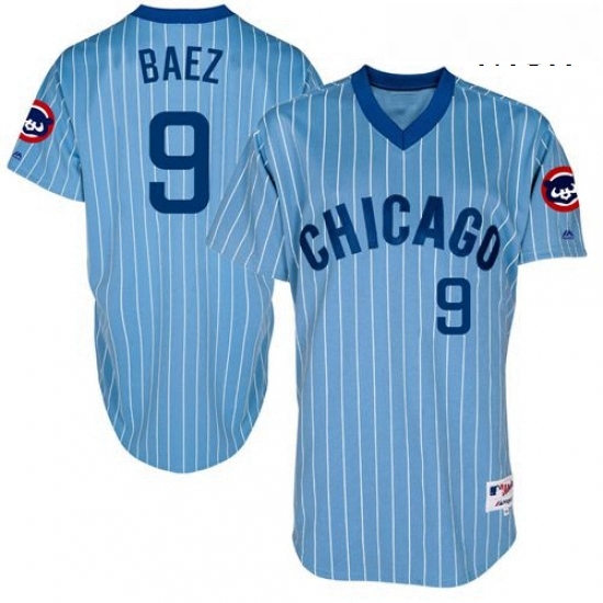 Mens Majestic Chicago Cubs 9 Javier Baez Replica Blue Cooperstown Throwback MLB Jersey Mens Majestic Chicago Cubs 9 Javier Baez Replica Blue Cooperstown Throwback MLB Jersey