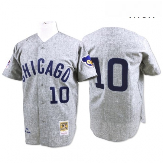 Mens Mitchell and Ness Chicago Cubs 10 Ron Santo Authentic Grey Throwback MLB Jersey Mens Mitchell and Ness Chicago Cubs 10 Ron Santo Authentic Grey Throwback MLB Jersey
