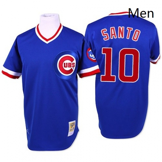 Mens Mitchell and Ness Chicago Cubs 10 Ron Santo Replica Blue Throwback MLB Jersey Mens Mitchell and Ness Chicago Cubs 10 Ron Santo Replica Blue Throwback MLB Jersey