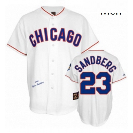Mens Mitchell and Ness Chicago Cubs 23 Ryne Sandberg Replica White 1988 Throwback MLB Jersey Mens Mitchell and Ness Chicago Cubs 23 Ryne Sandberg Replica White 1988 Throwback MLB Jersey