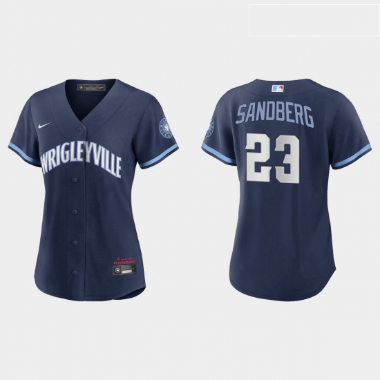 Chicago Cubs 23 Ryne Sandberg Women Nike 2021 City Connect Navy MLB Jersey Chicago Cubs 23 Ryne Sandberg Women Nike 2021 City Connect Navy MLB Jersey