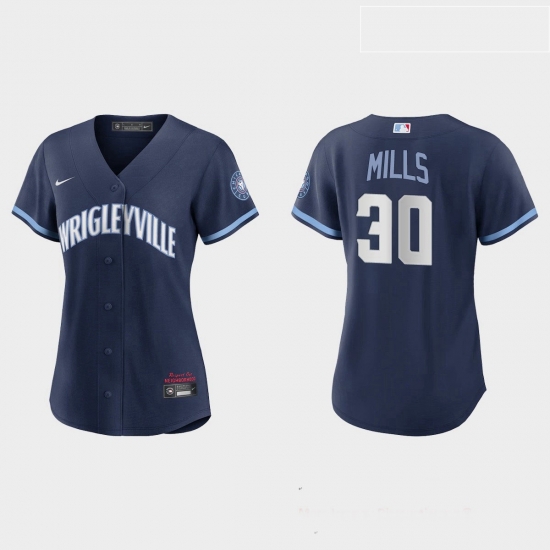 Chicago Cubs 30 Alec Mills Women Nike 2021 City Connect Navy MLB Jersey Chicago Cubs 30 Alec Mills Women Nike 2021 City Connect Navy MLB Jersey