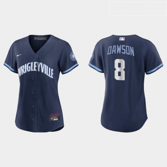 Chicago Cubs 8 Andre Dawson Women Nike 2021 City Connect Navy MLB Jersey Chicago Cubs 8 Andre Dawson Women Nike 2021 City Connect Navy MLB Jersey