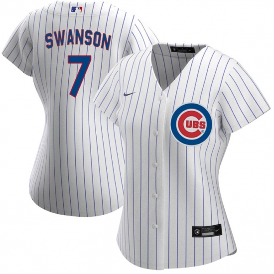 Women Chicago Cubs 7 Dansby Swanson White Stitched Baseball Jersey Women Chicago Cubs 7 Dansby Swanson White Stitched Baseball Jersey